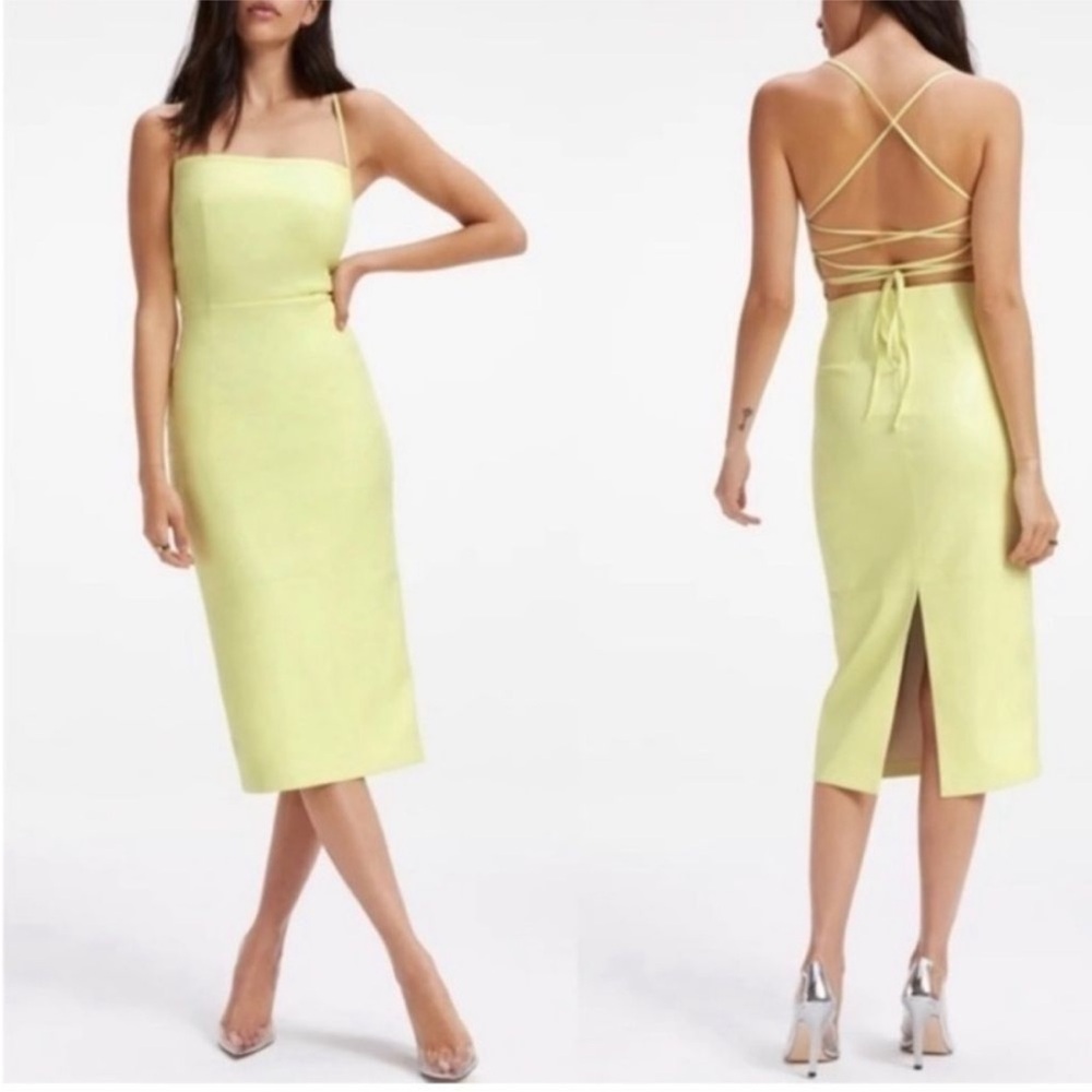 Good American Vacay Faux Leather Dress in Key Lime Size 3